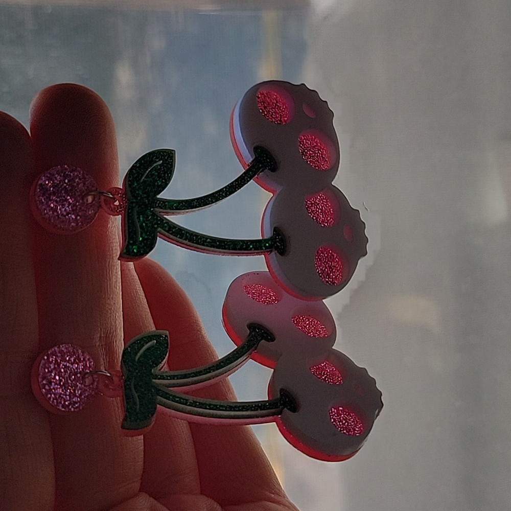 Sparkle Skull Cherry Earrings - Picture 2 of 7